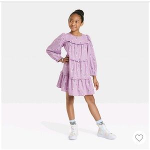 Tiered Flower Long Sleeve Dress